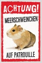 Holzschild 18x12 cm Achtung Meerschweinchen Patrouille