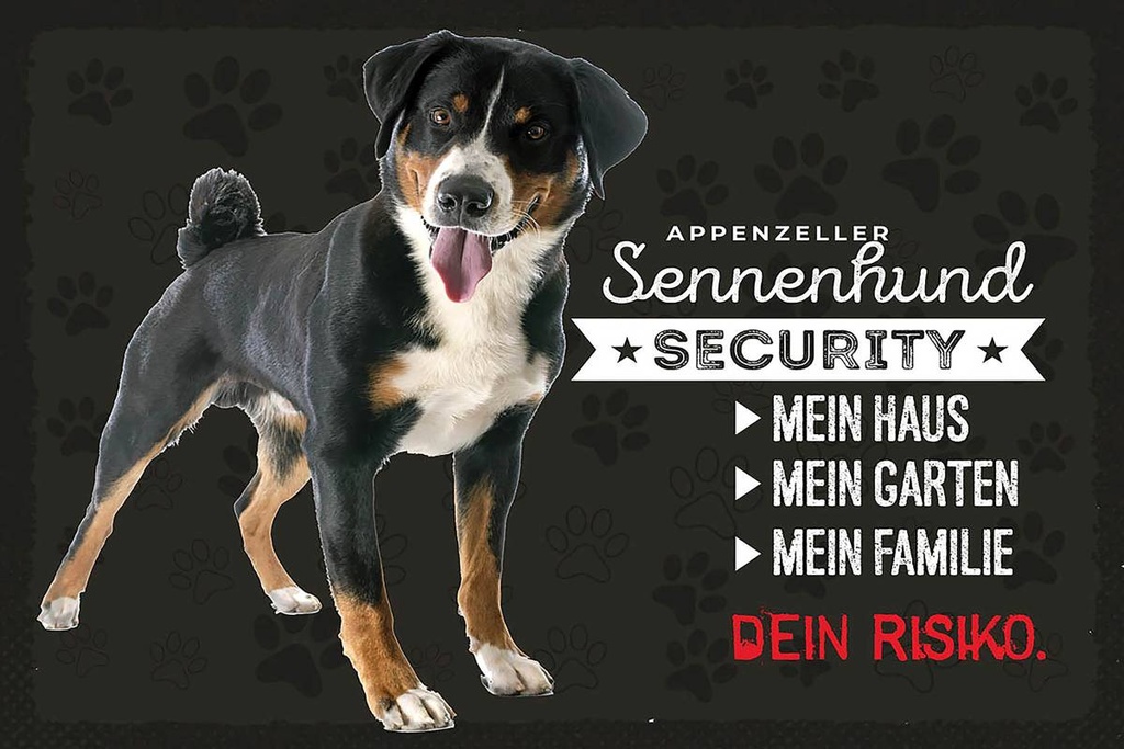 Holzschild 12x18 cm Sennenhund Security mein Haus