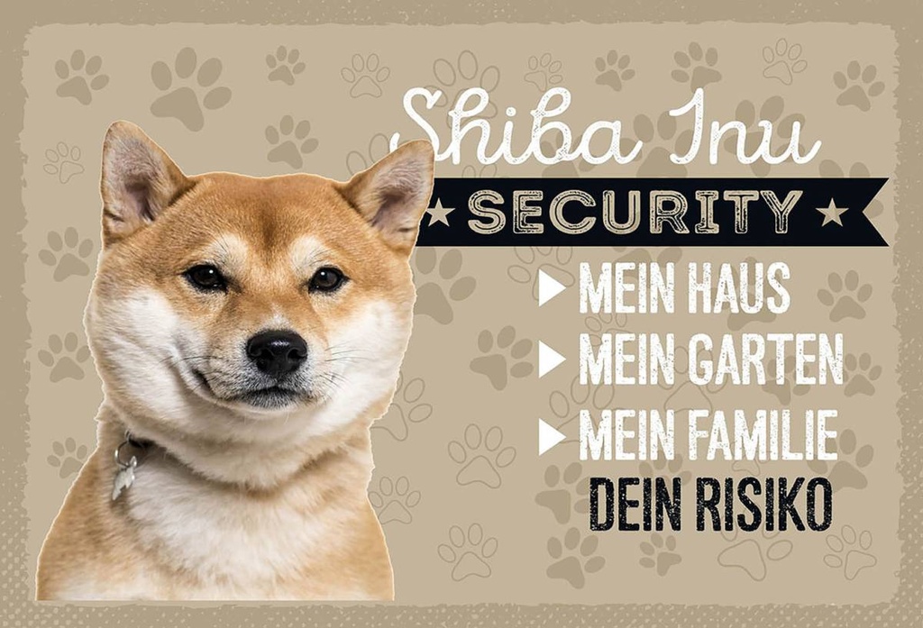Holzschild 12x18 cm Shiba Inu Security dein Risiko