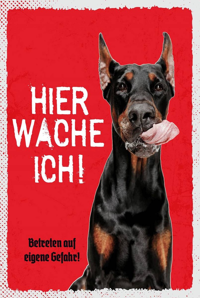 Holzschild 18x12 cm Dobermann hier wache eigene Gefahr