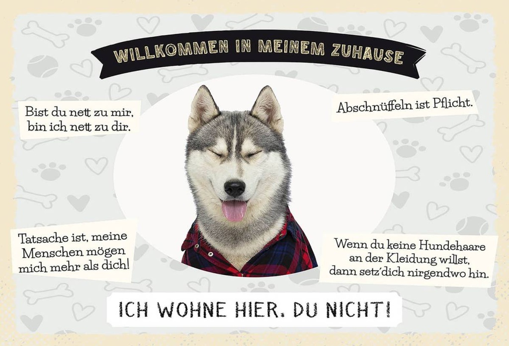 Holzschild 12x18 cm Tiere Haski willkommen wohne hier