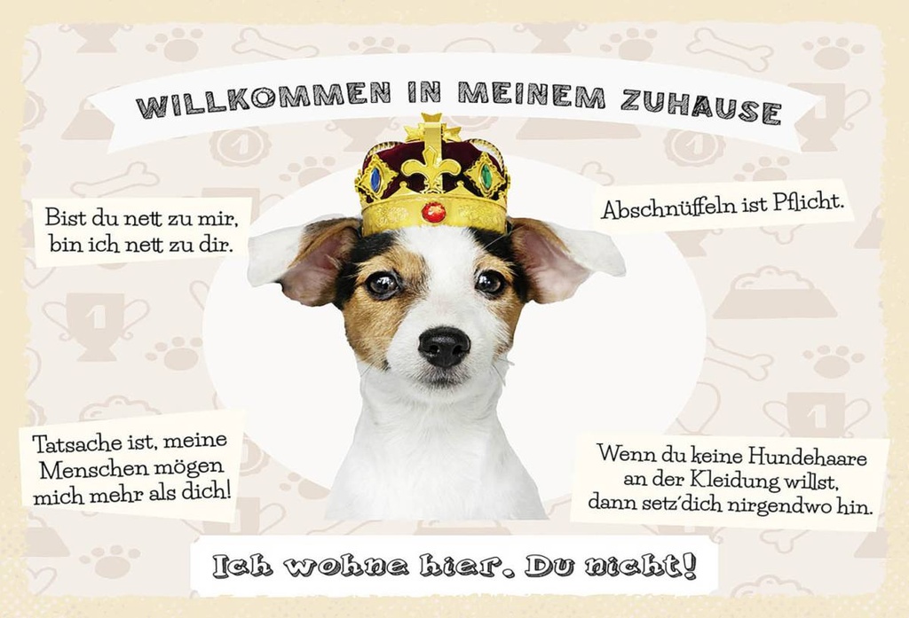Holzschild 12x18 cm Tiere Hund willkommen wohne hier