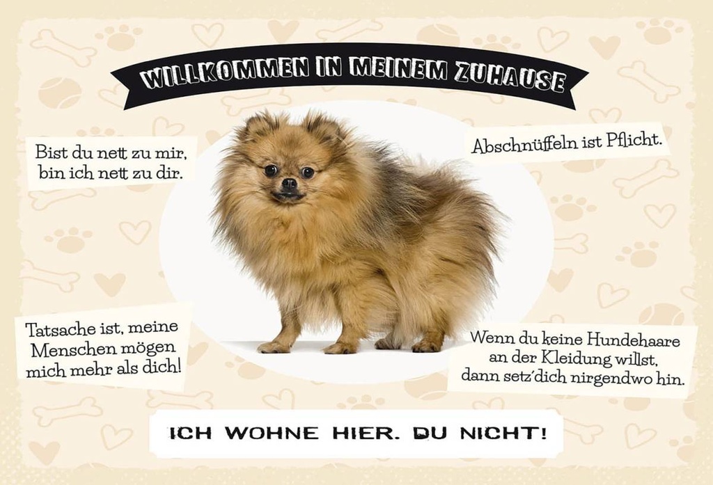 Holzschild 12x18 cm Tiere Spitz willkommen wohne hier