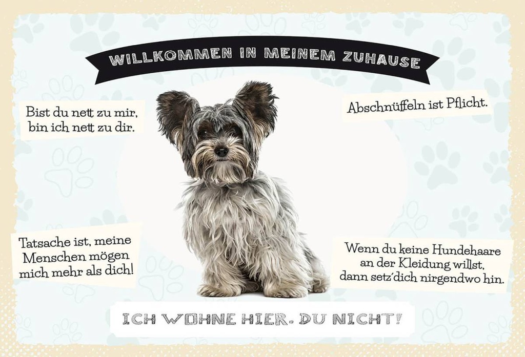 Holzschild 12x18 cm Tiere Yorkshire Terriere willkommen