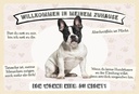 Holzschild 12x18 cm Frech Bulldog willkommen Zuhause
