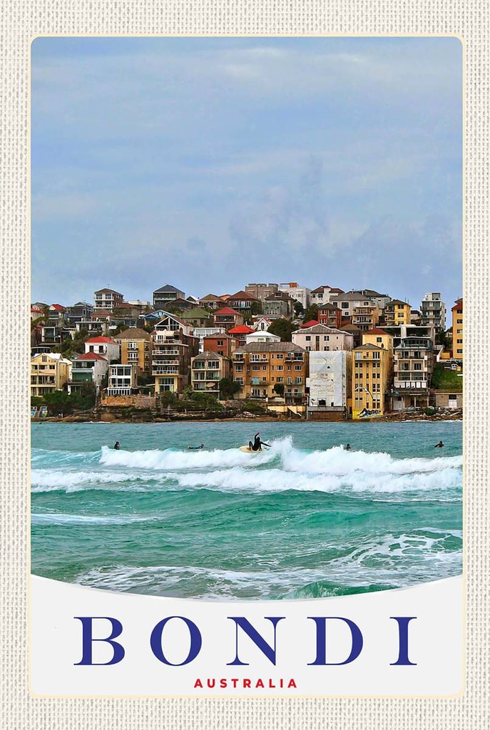 [LA-1783500-H] Holzschild 18x12 cm Bond Australia Surfen Meer Wellen Bildmotiv Reisemotiv Abenteuer Reisen