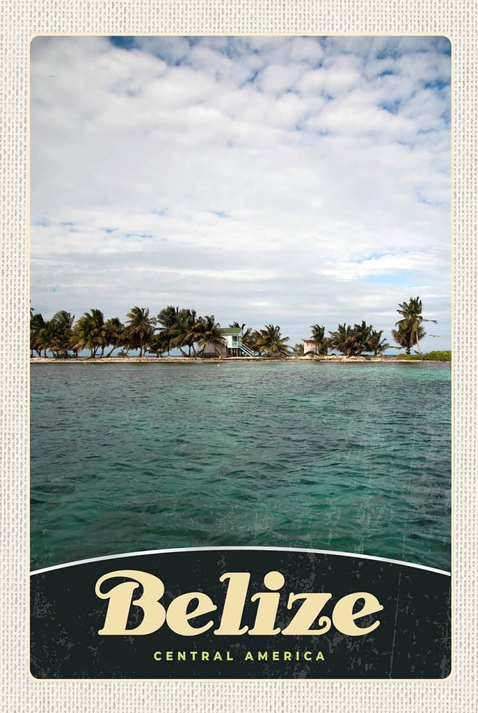 [LA-1783512-H] Holzschild 18x12 cm Belize Central Amerika Strand Bildmotiv Reisemotiv Abenteuer Reisen