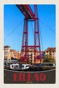 Holzschild 18x12 cm Bilbao Spanien Europa rote Brücke Bildmotiv Reisemotiv Abenteuer Reisen