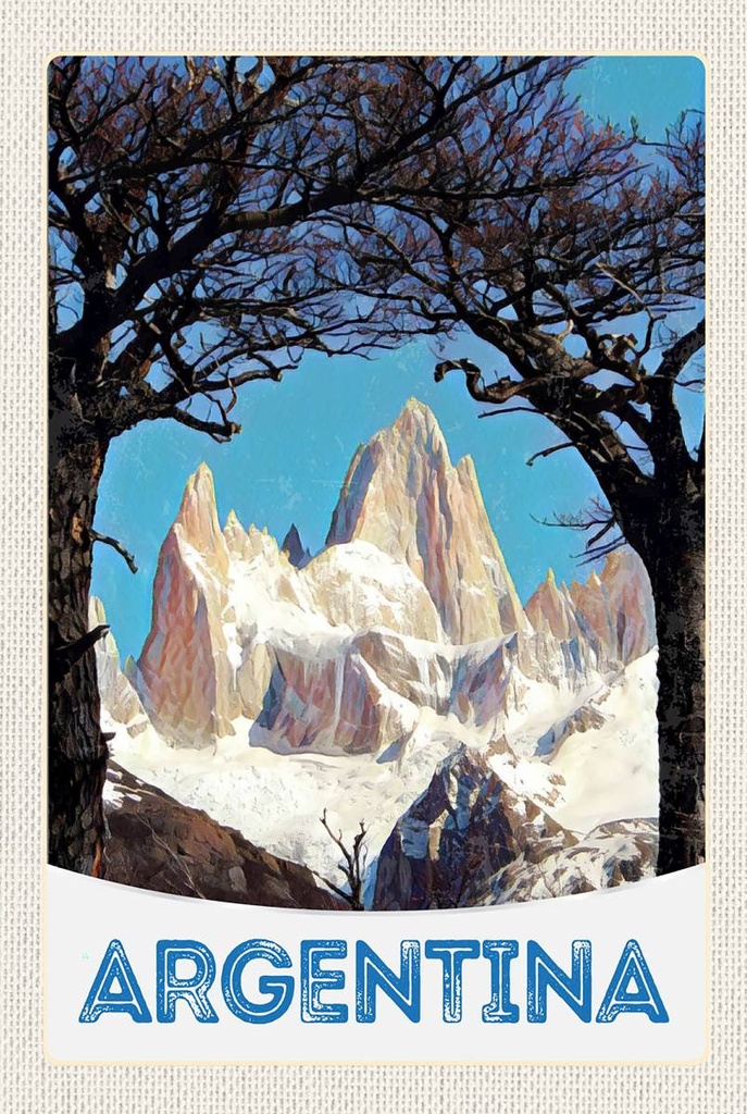 [LA-1783520-H] Holzschild 18x12 cm Argentinien Gebirge Wanderung Bildmotiv Reisemotiv Abenteuer Reisen