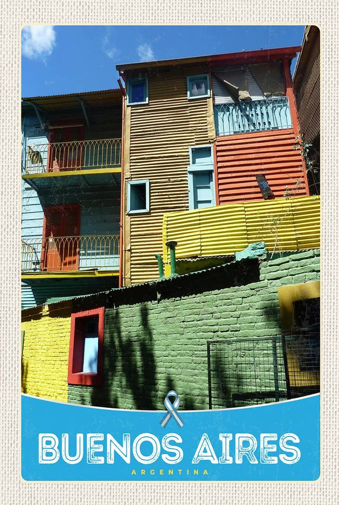 [LA-1783523-H] Holzschild 18x12 cm Buenos Aires Argentinien Häuser Bildmotiv Reisemotiv Abenteuer Reisen