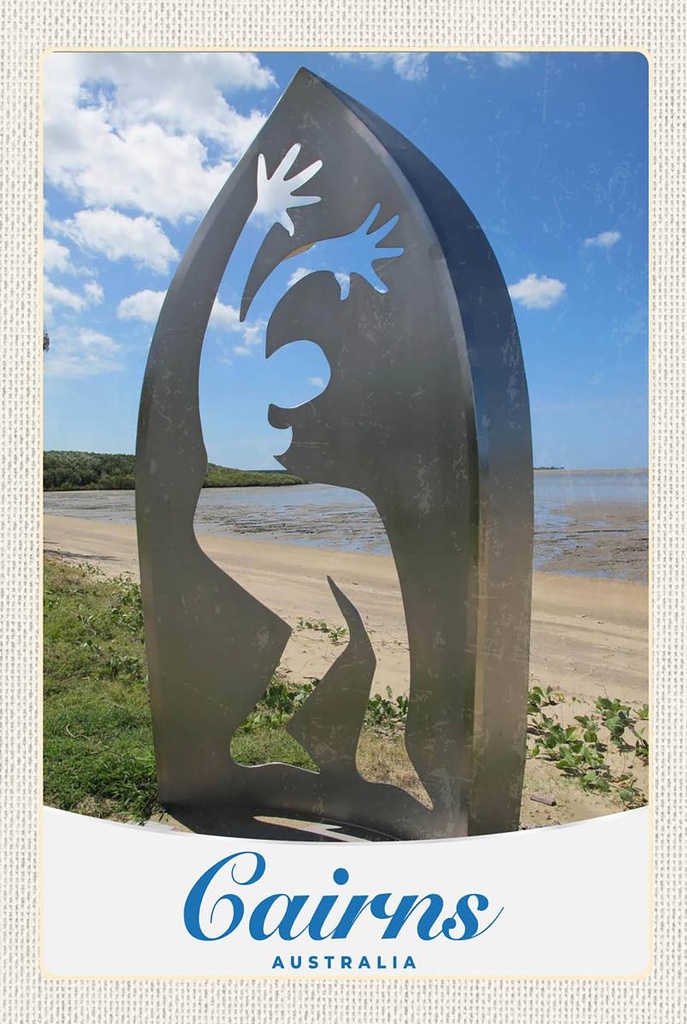 [LA-1783525-H] Holzschild 18x12 cm Cairns Australien Strand Meer Natur Bildmotiv Reisemotiv Abenteuer Reisen