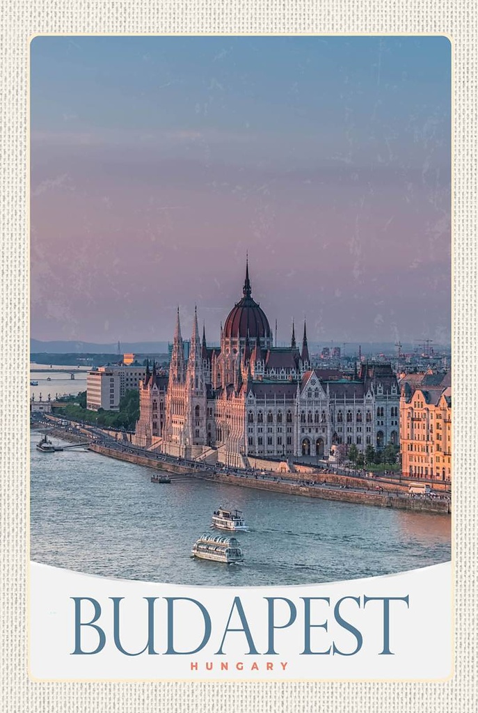 [LA-1783533-H] Holzschild 18x12 cm Aussicht auf Budapest Kirche Ungarn Bildmotiv Reisemotiv Abenteuer Reisen