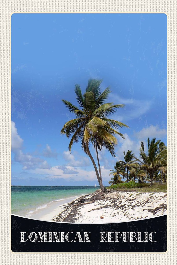 [LA-1783542-H] Holzschild 18x12 cm Dominikanische Republik Strand Bildmotiv Reisemotiv Abenteuer Reisen