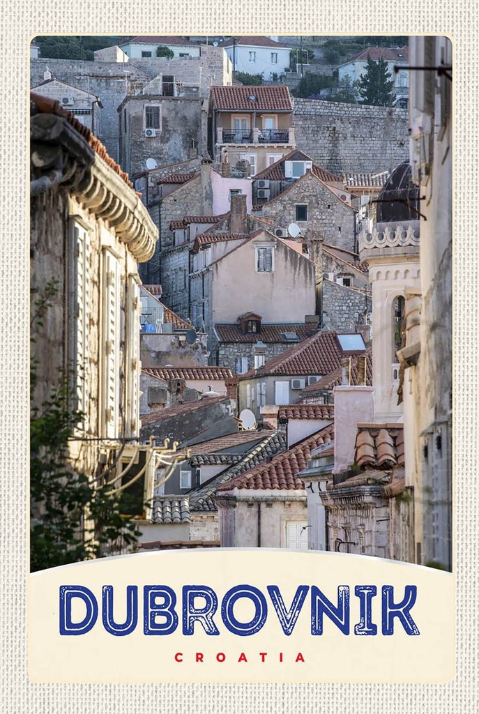 [LA-1783544-H] Holzschild 18x12 cm Blick auf Dubrovnik Kroatien Stadt Bildmotiv Reisemotiv Abenteuer Reisen