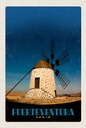 Holzschild 18x12 cm Fuerteventura Spanien Windrad Bildmotiv Reisemotiv Abenteuer Reisen