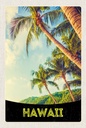Holzschild 18x12 cm Hawaii Insel Strand Palmen Meer Bildmotiv Reisemotiv Abenteuer Reisen