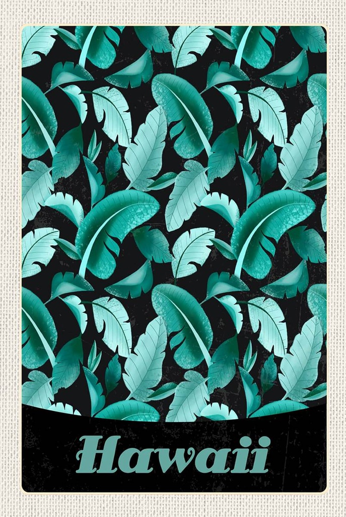 [LA-1783575-H] Holzschild 18x12 cm Hawaii Insel Strand Blätter blau Bildmotiv Reisemotiv Abenteuer Reisen