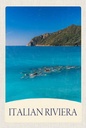 Holzschild 18x12 cm Italien Riviera Strand blau Meer Bildmotiv Reisemotiv Abenteuer Reisen