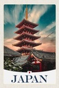Holzschild 18x12 cm Japan Asien traditionelles Gebäude Bildmotiv Reisemotiv Abenteuer Reisen