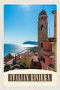 Holzschild 18x12 cm Italien Riviera Meer Stadt Strand Bildmotiv Reisemotiv Abenteuer Reisen