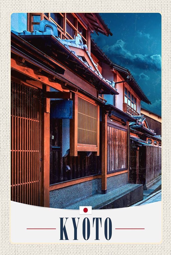 [LA-1783586-H] Holzschild 18x12 cm Kyoto Japan Asien Stadt Bildmotiv Reisemotiv Abenteuer Reisen