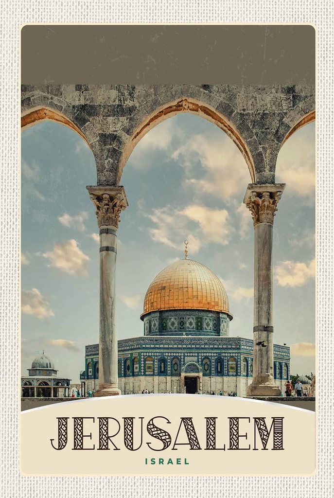 [LA-1783590-H] Holzschild 18x12 cm Jerusalem Israel TempelUrlaub Bildmotiv Reisemotiv Abenteuer Reisen