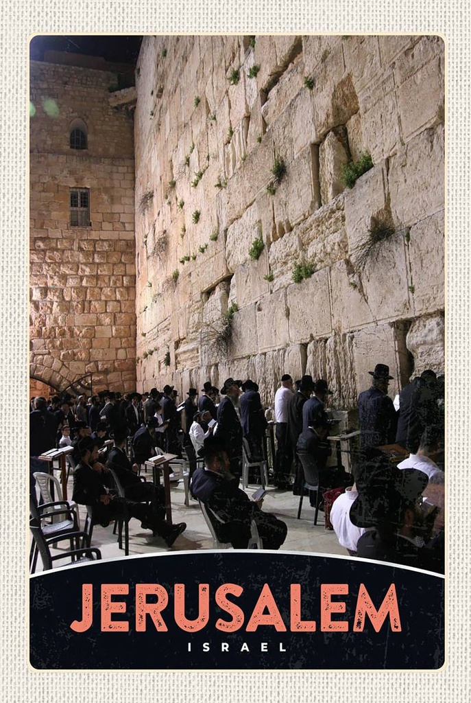 [LA-1783592-H] Holzschild 18x12 cm Jerusalem Israel Gebet beten Bildmotiv Reisemotiv Abenteuer Reisen