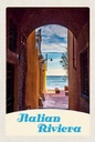 Holzschild 18x12 cm Italien Riviera Strand Meer Bildmotiv Reisemotiv Abenteuer Reisen