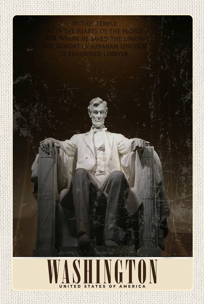 Holzschild 18x12 cm Washington Amerika USA Skulptur Bildmotiv Reisemotiv Abenteuer Reisen