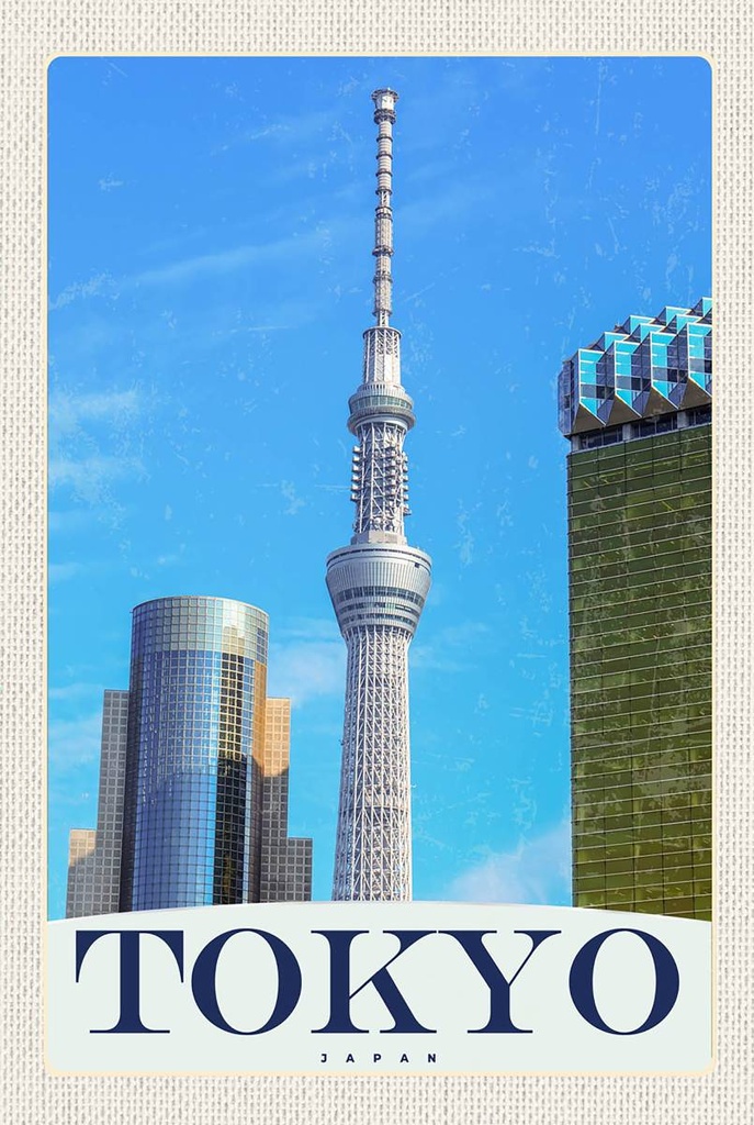 Holzschild 18x12 cm Tokio Stadt Hochhaus Asien Bildmotiv Reisemotiv Abenteuer Reisen