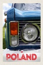 Holzschild 18x12 cm Polen Europa Oldtimer Auto 90er Bildmotiv Reisemotiv Abenteuer Reisen
