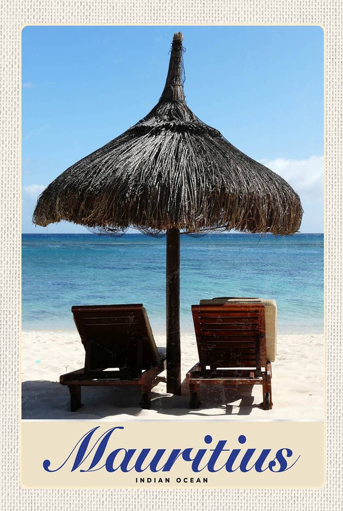 Holzschild 18x12 cm Mauritius Indischer Ozean Liege Bildmotiv Reisemotiv Abenteuer Reisen