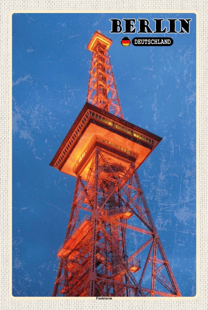 Holzschild 18x12 cm Berlin Funkturm Bildmotiv Reisemotiv Abenteuer Reisen
