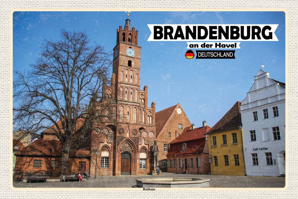 Holzschild 12x18 cm Brandenburg an der Havel Rathaus Bildmotiv Reisemotiv Abenteuer Reisen