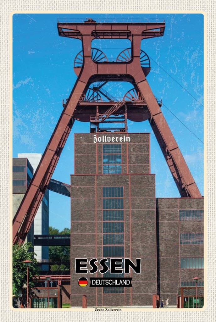 Holzschild 18x12 cm Essen Zeche Zollverein Bildmotiv Reisemotiv Abenteuer Reisen