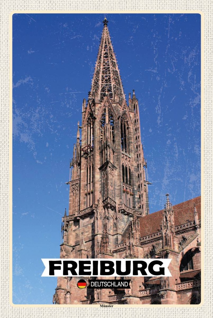 Holzschild 18x12 cm Freiburg Münster Trip Bildmotiv Reisemotiv Abenteuer Reisen