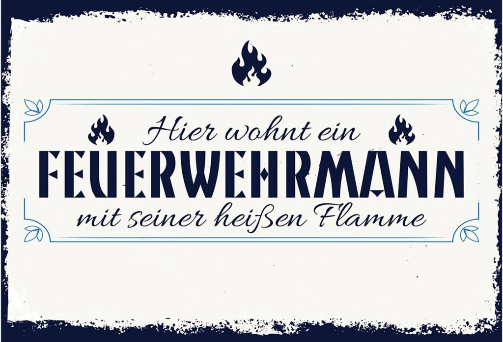 Holzschild 12x18 cm Hier wohnt ein Feuerwehrmann