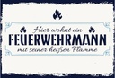 Holzschild 12x18 cm Hier wohnt ein Feuerwehrmann
