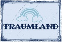 Holzschild 12x18 cm Traumland blau Regenbogen