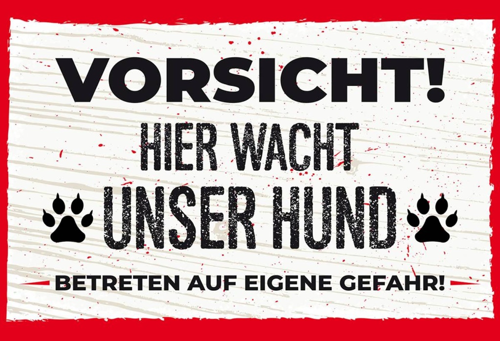 Holzschild 12x18 cm Vorsicht! Hier wacht uner Hund!