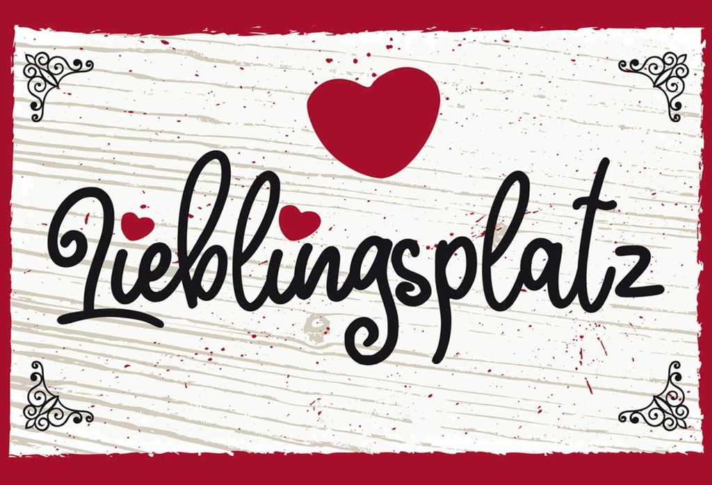 Holzschild 12x18 cm Lieblingsplatz Herz rot