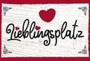 Holzschild 12x18 cm Lieblingsplatz Herz rot