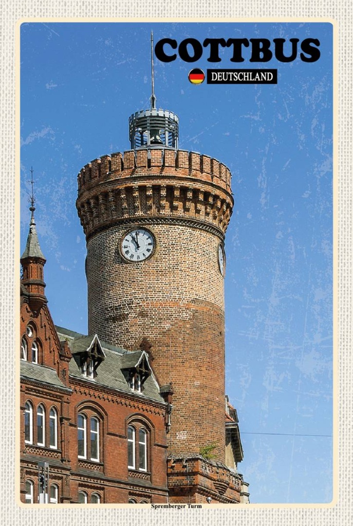 Holzschild 18x12 cm Cottbus Spremberger Turm Bildmotiv Reisemotiv Abenteuer Reisen