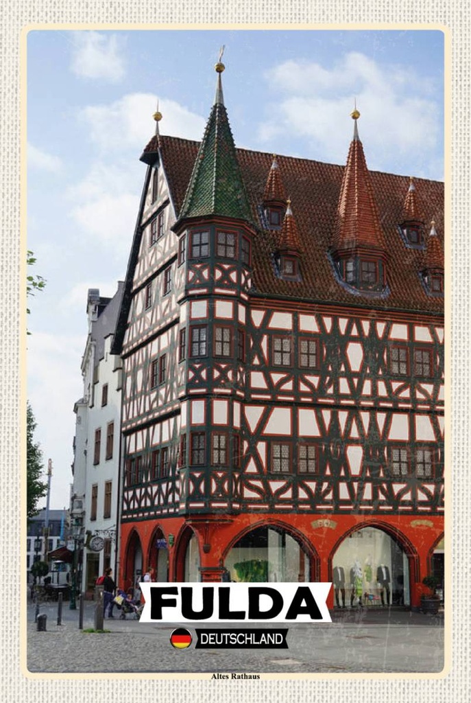 Holzschild 18x12 cm Fulda Altes Rathaus Bildmotiv Reisemotiv Abenteuer Reisen