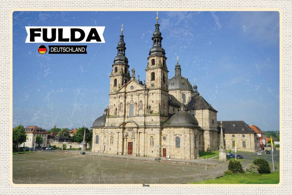 Holzschild 12x18 cm Fulda Dom Mittelalter Architekur Bildmotiv Reisemotiv Abenteuer Reisen