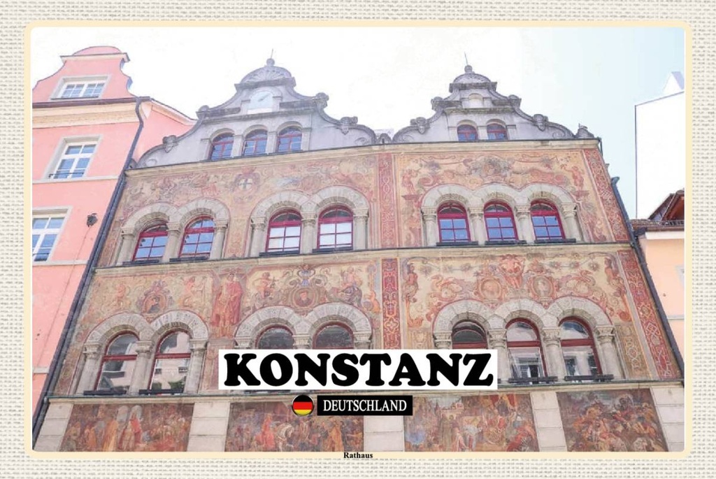 Holzschild 12x18 cm Konstanz Rathaus Bildmotiv Reisemotiv Abenteuer Reisen