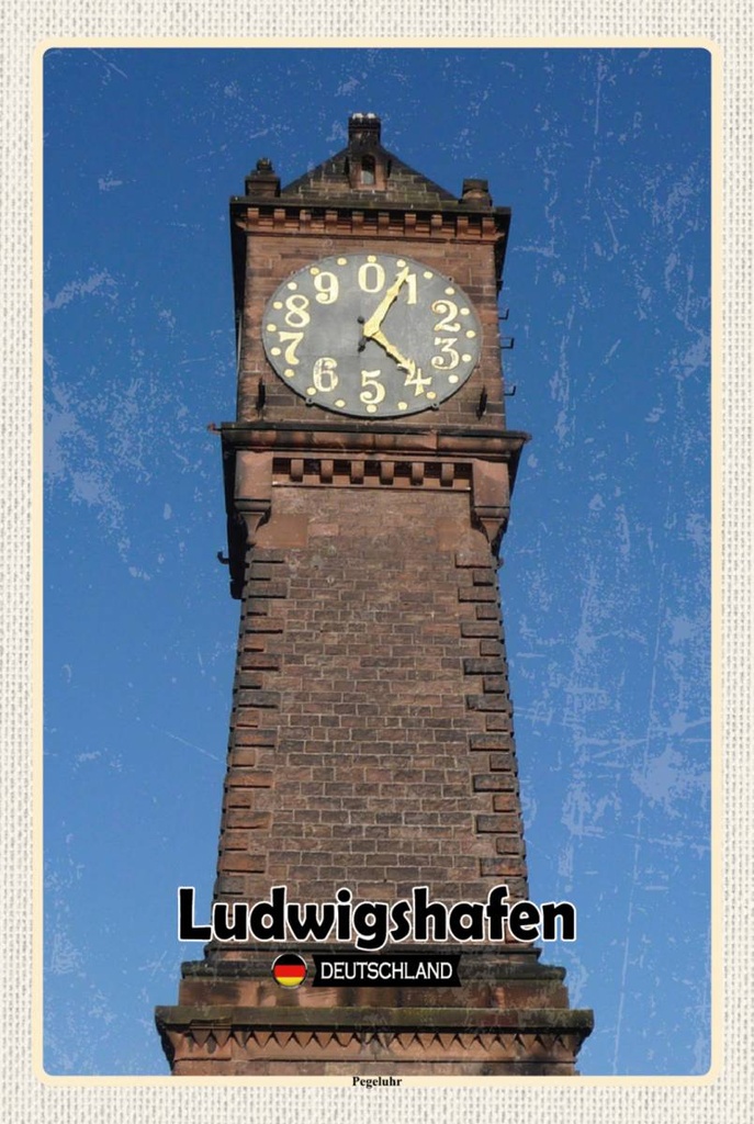 Holzschild 18x12 cm Ludwigshafen Pegeluhr Bildmotiv Reisemotiv Abenteuer Reisen