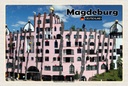 Holzschild 12x18 cm Magdeburg Hundertwasser Gebäude Bildmotiv Reisemotiv Abenteuer Reisen
