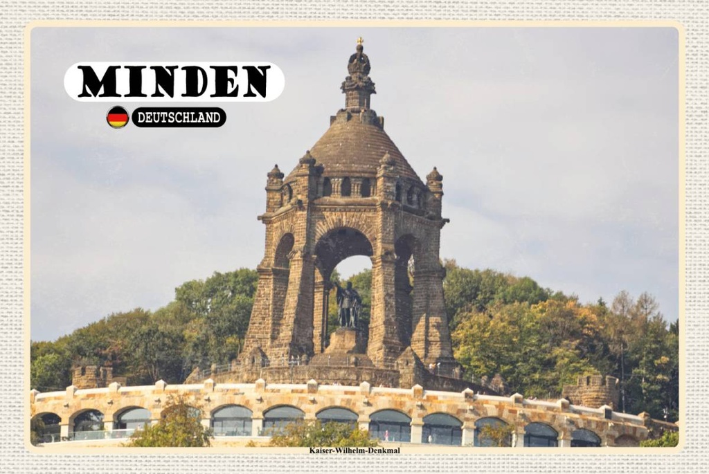 Holzschild 12x18 cm Minden Kaiser-Wilhelm-Denkmal Bildmotiv Reisemotiv Abenteuer Reisen