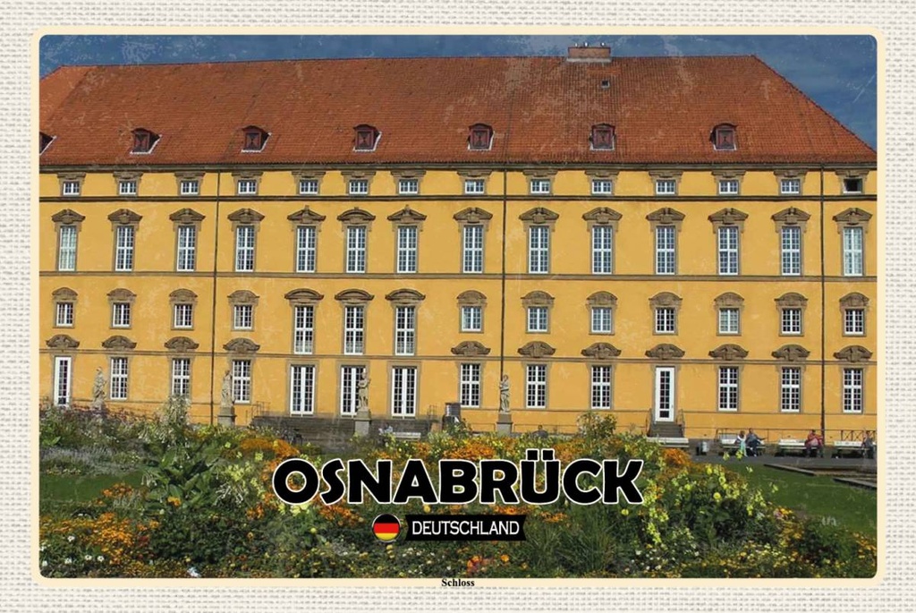 Holzschild 12x18 cm Osnabrück Schloss Mittelalter Bildmotiv Reisemotiv Abenteuer Reisen